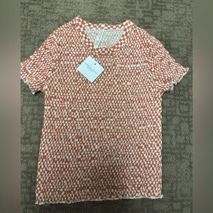 American Eagle Outfitters Rust and White Checker Knit Tee